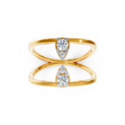 Double Band with Diamonds Ring - 18Kt Gold vermeil